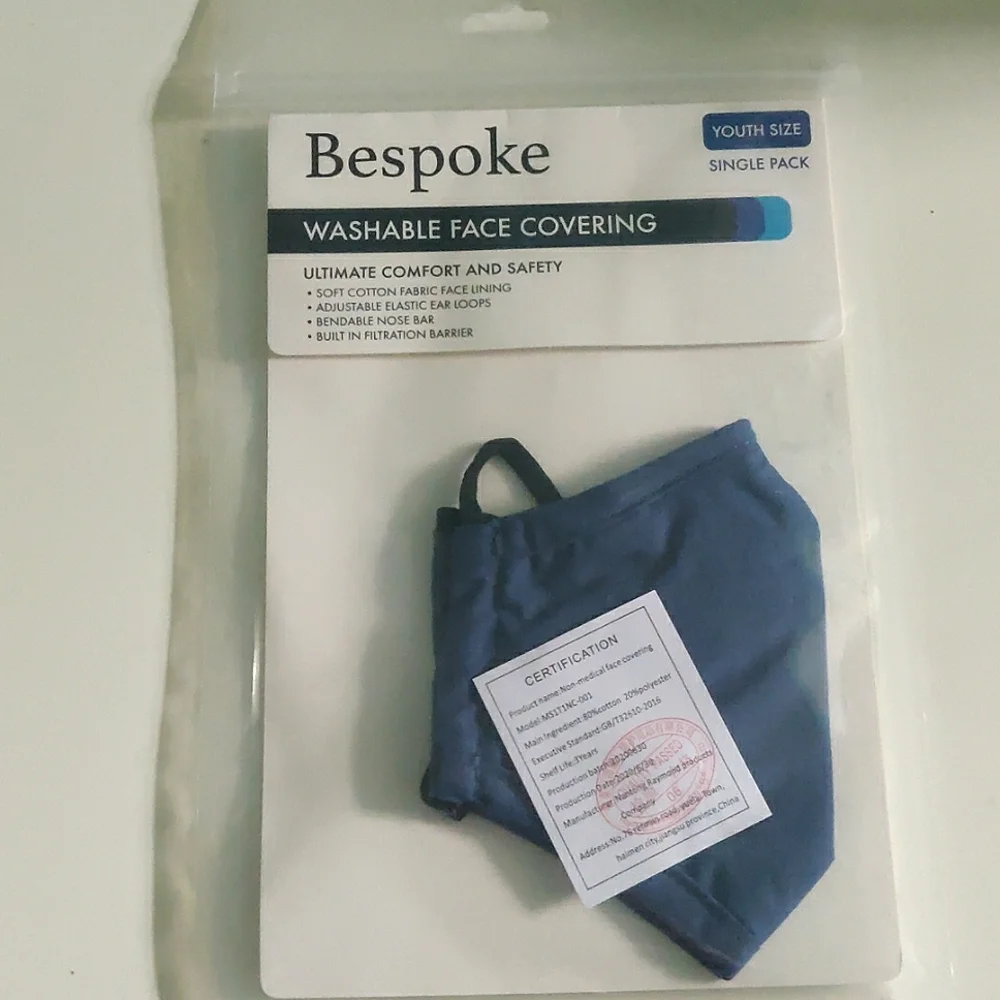 Bespoke washable face covering youth size